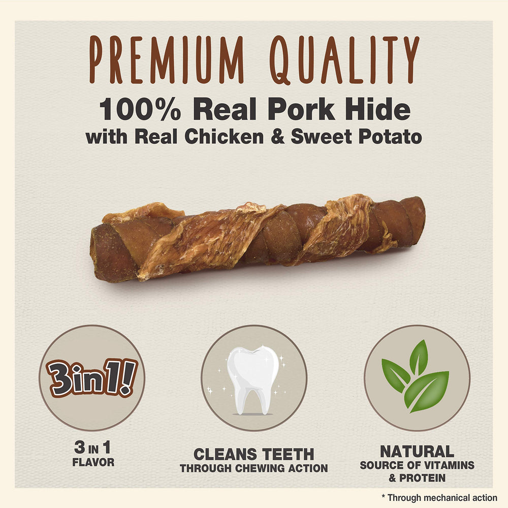Cadet Gourmet Triple Chews con relleno de batata dulce para sabor nutritivo.