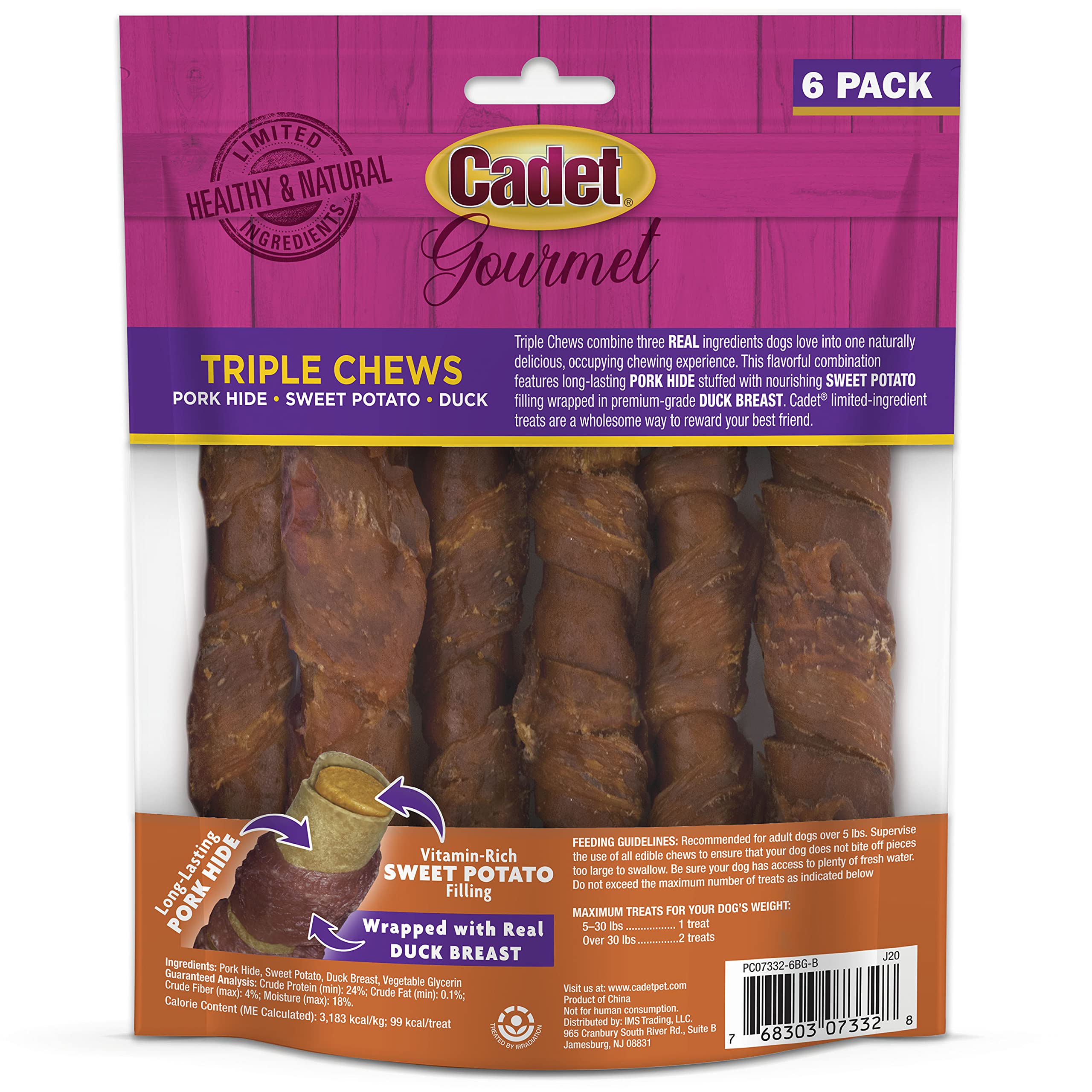Cadet Gourmet Triple Chews: tamaño ideal para perros de todos los tamaños.