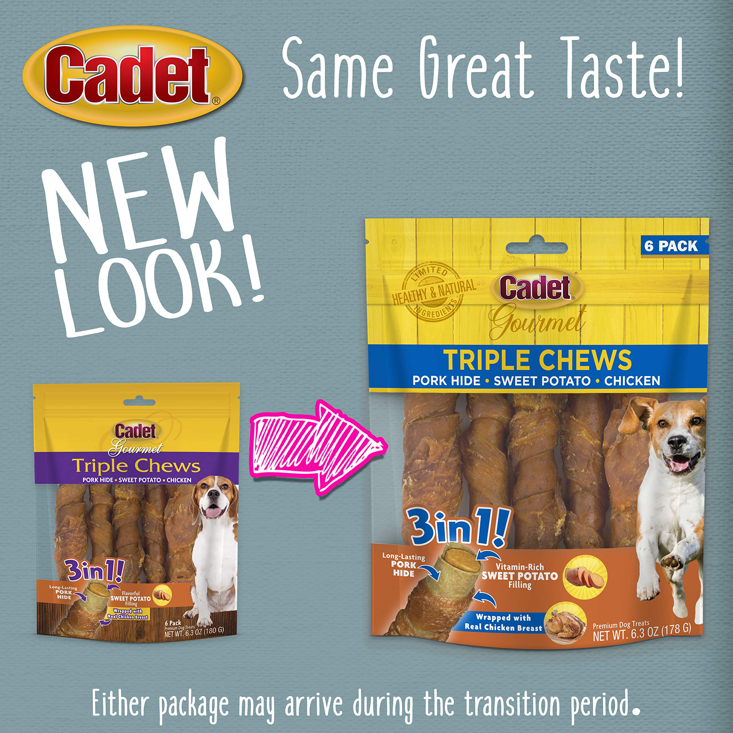 Cadet Gourmet Triple Chews textura dura para perros de todos los tamaños.