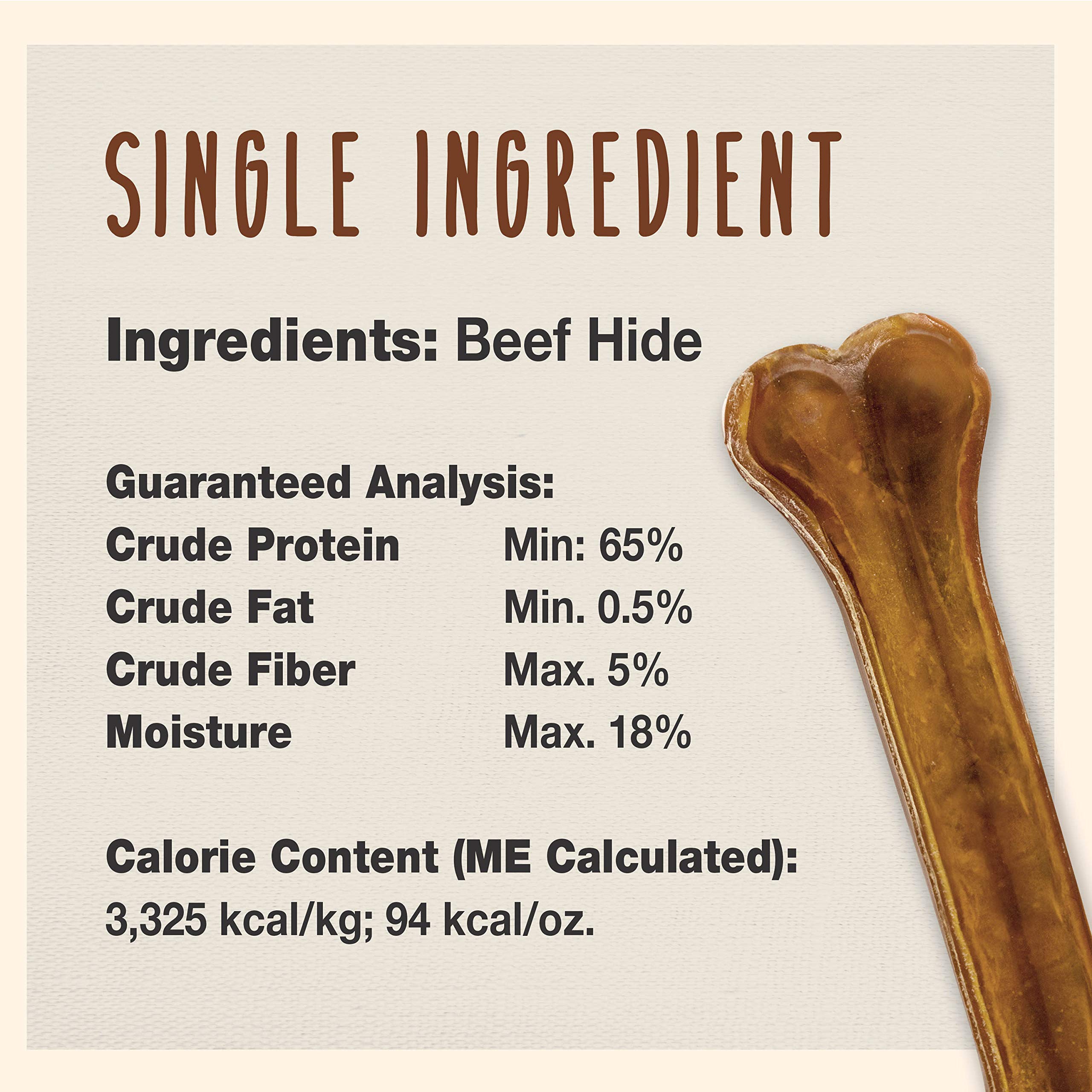Cadet hueso de res prensado, 8 pulgadas, sabor natural para perros