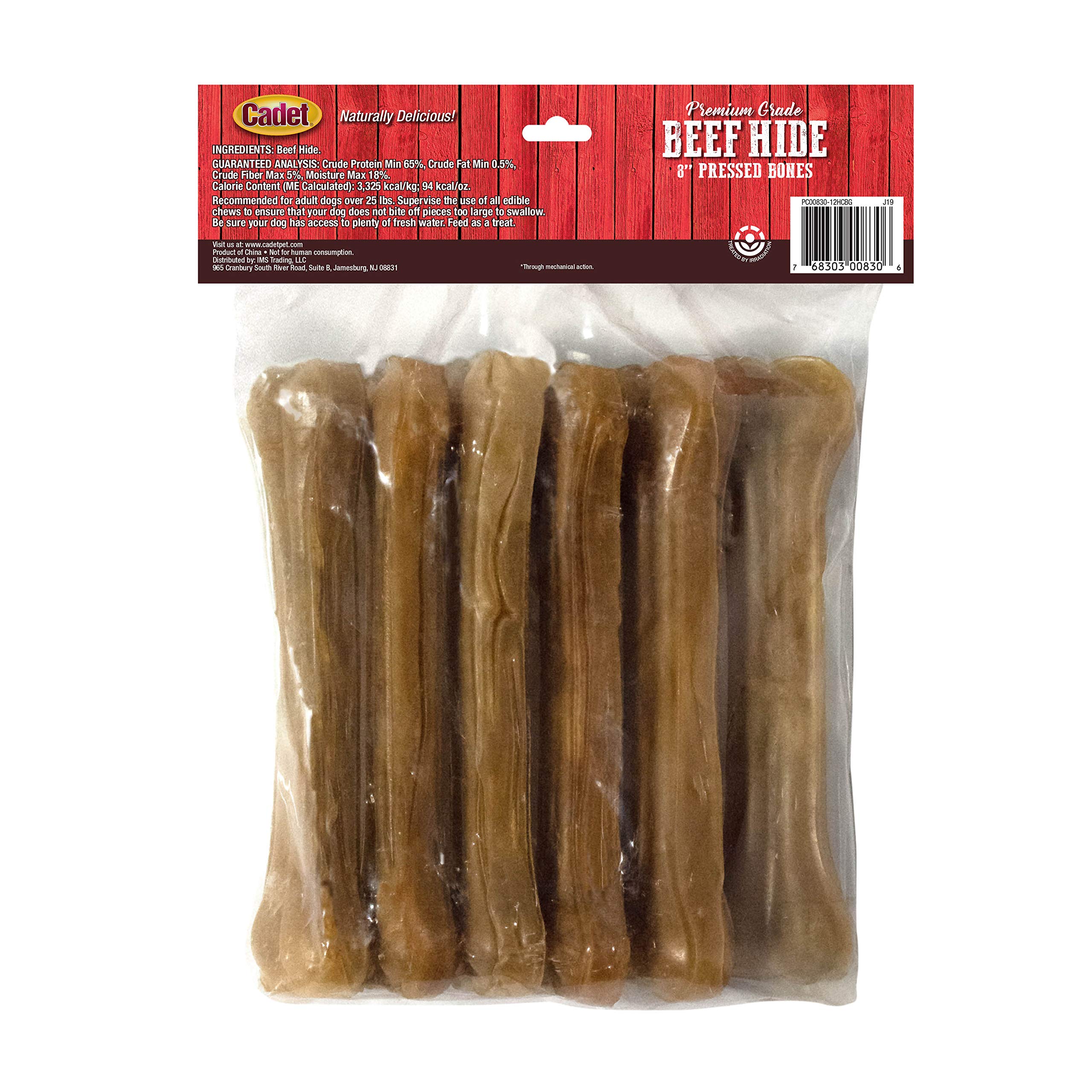 Cadet huesos presados de res, pack de seis, 8 pulgadas