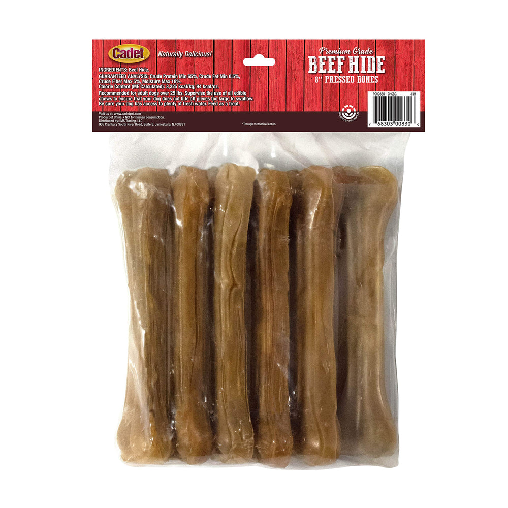 Cadet huesos presados de res, pack de seis, 8 pulgadas