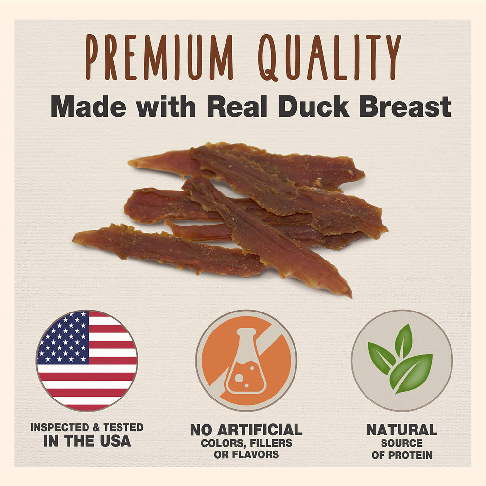 Cadet pechuga de pato jerky, pedazos grandes para recompensas sabrosas.