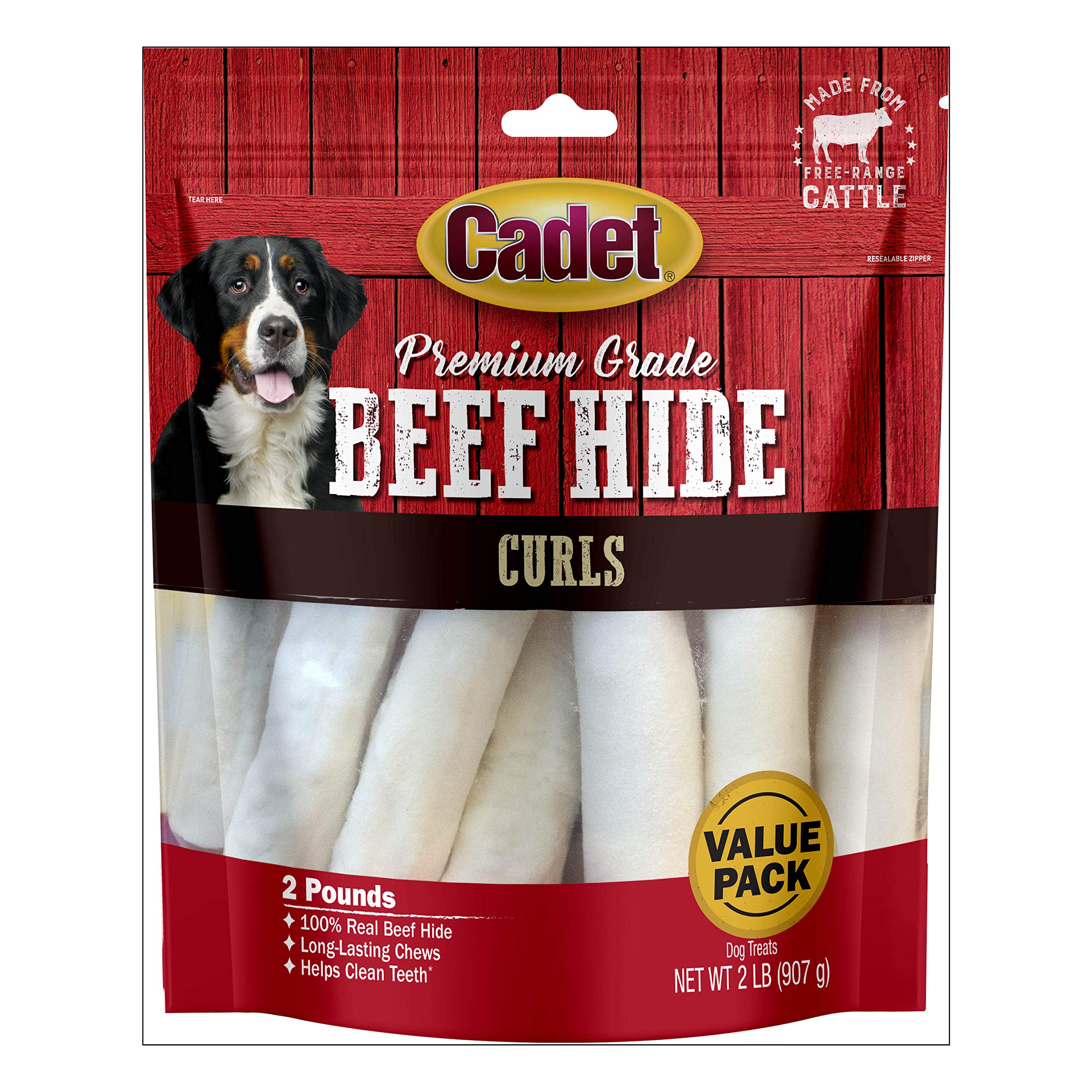 Cadet rollos de piel de res premium para perros medianos, morder durante largas sesiones