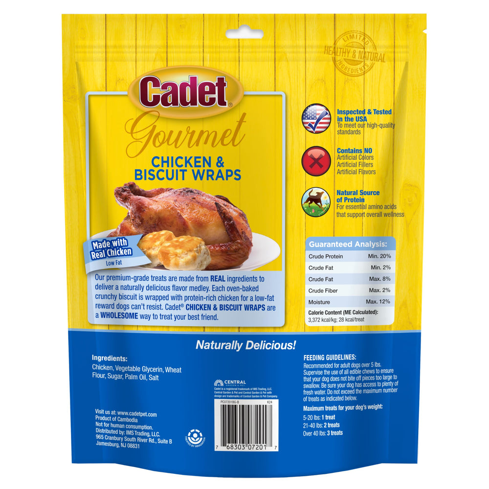 Cadet Sabor crujiente de pollo envuelto en galleta, snack para motivar a tu perro.