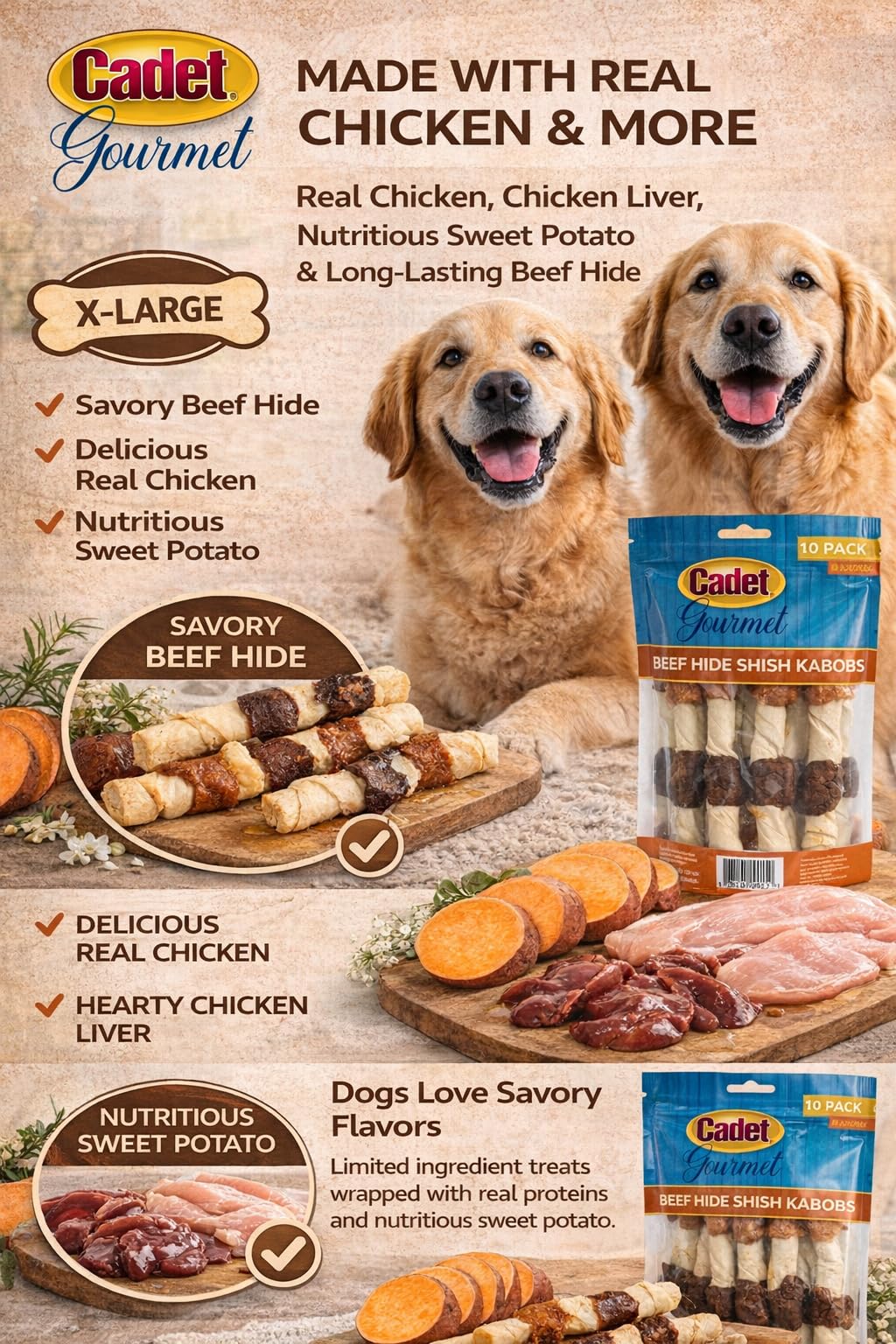 Cadet XL: ingredientes limitados y sin colorantes para perros grandes.