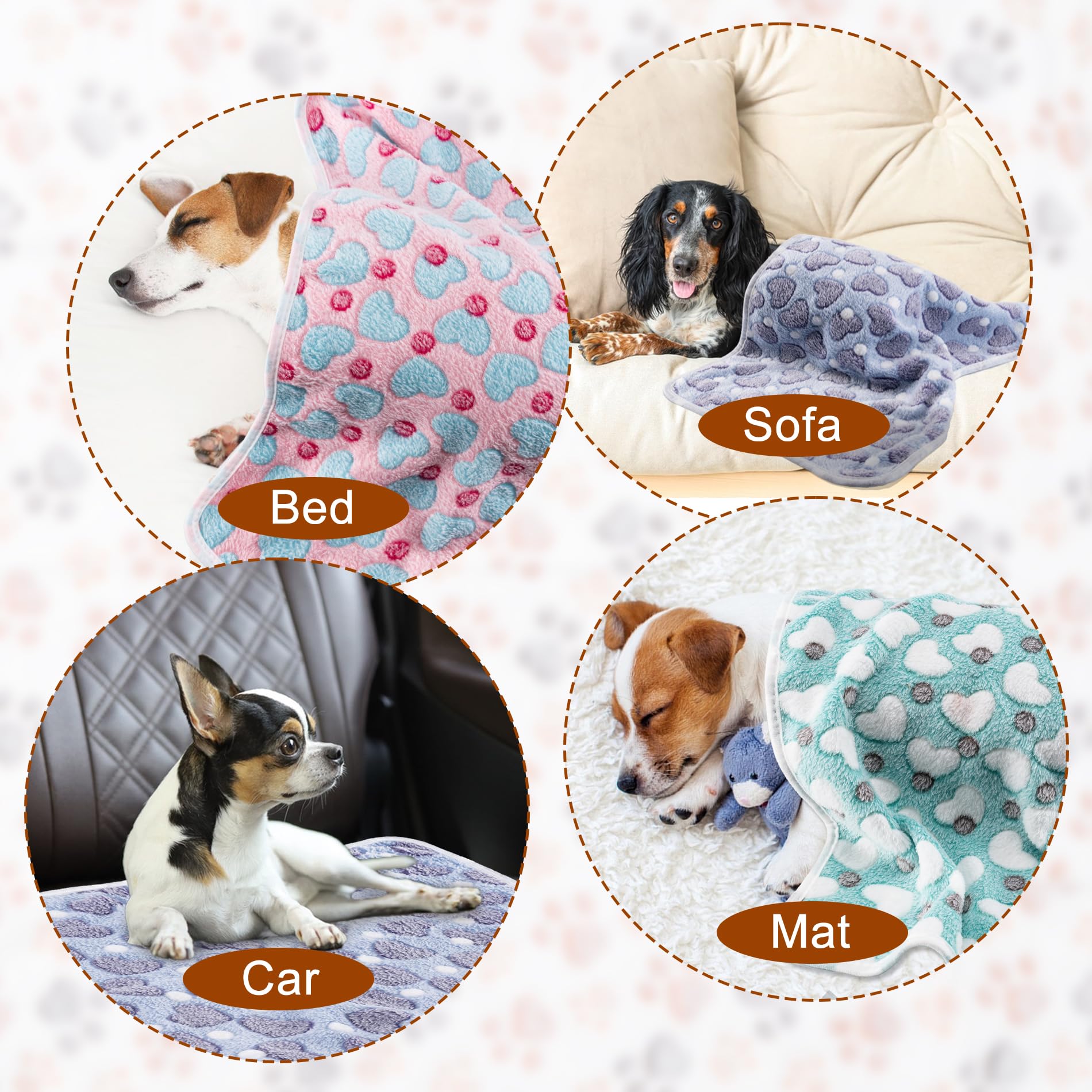 CADONO Manta para mascota con huellas verde, ideal para sofá y cama.