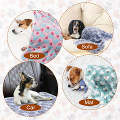 CADONO Manta para mascota con huellas verde, ideal para sofá y cama.
