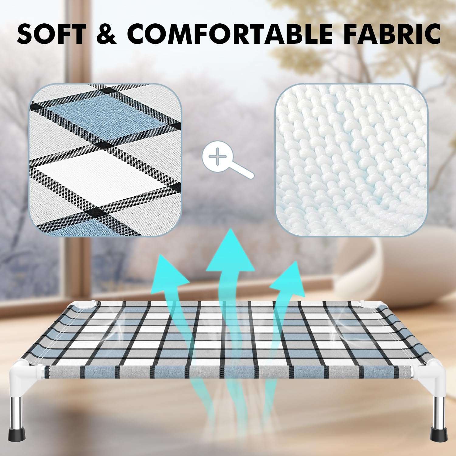 Caghash cama elevada diseño minimalista azul y blanco encaja con la decoración