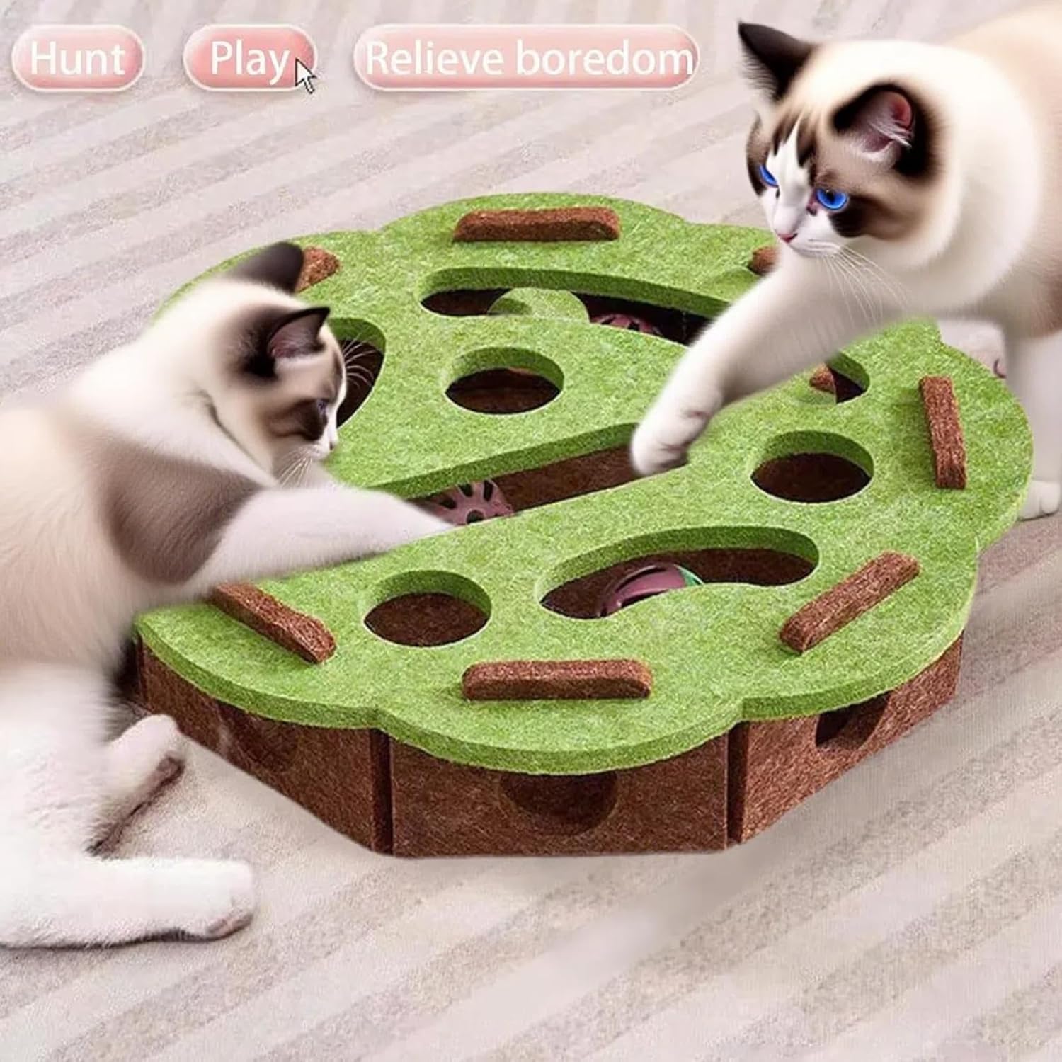 Caja de rascar y rompecabezas para gatos, laberinto de fieltro que estimula la mente.