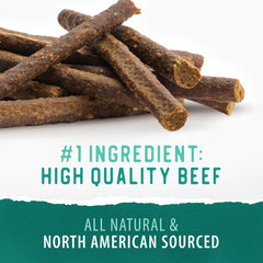 Ingrédients limités Caledon Farms Chewy Beef Sticks pour une collation simple.