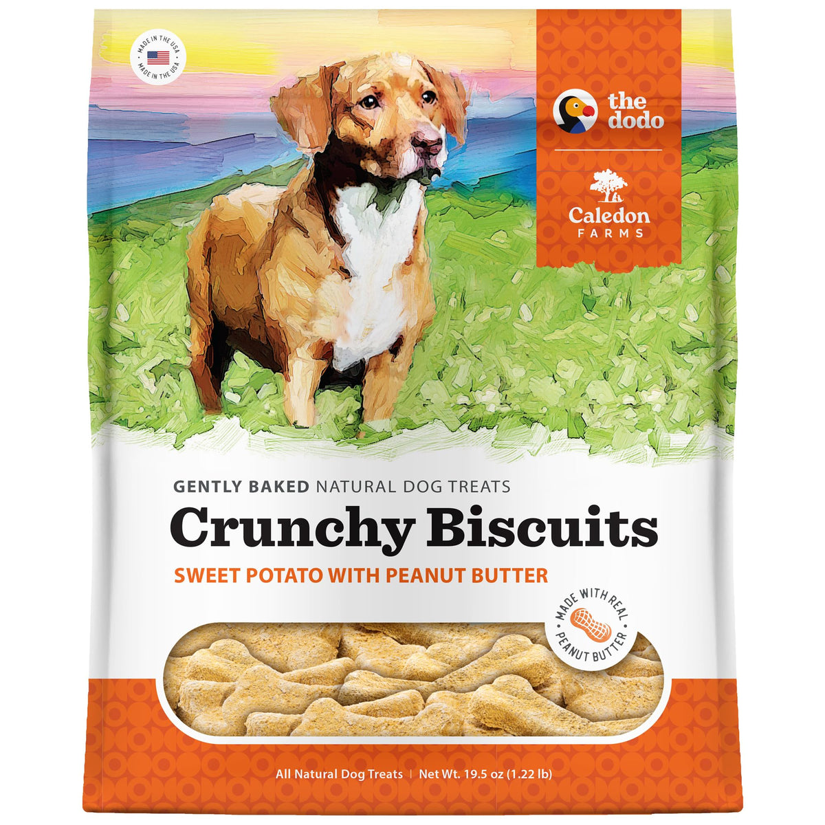 Caledon Farms The Dodo: galleta crujiente de batata y mantequilla de maní para perros.