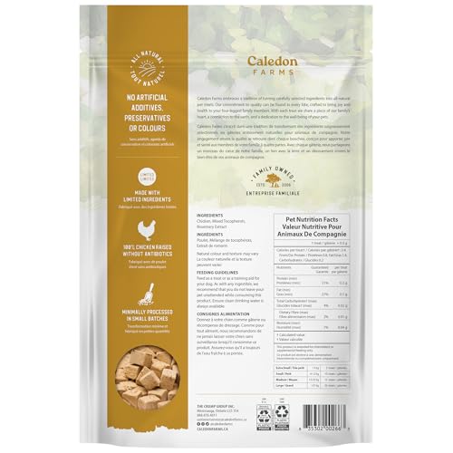 Caledon Farms Mordiscos de Pollo para Perros – primer plano: textura ligera y crujiente.
