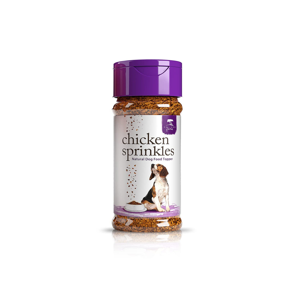 Polvo de pollo de Caledon Farms para perros, fácil de espolvorear sobre su comida.