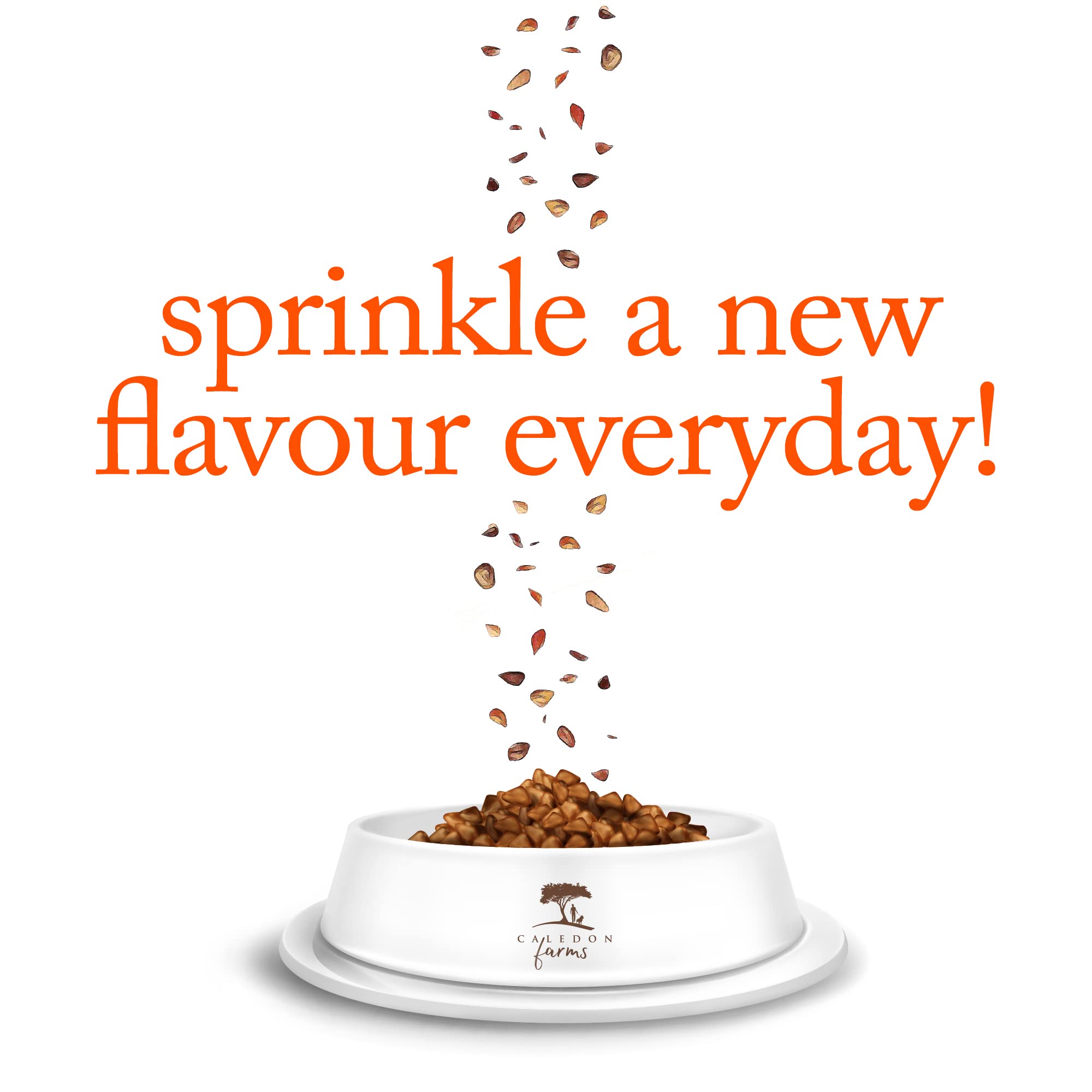 Caledon Farms Sprinkles de Cerdo en plato para perro, ingrediente sabroso para enriquecer la comida