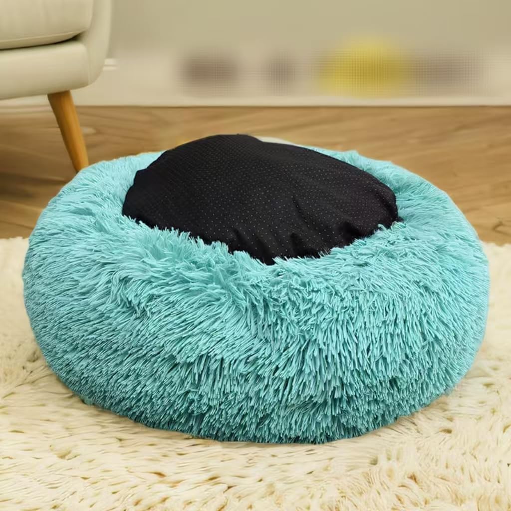 Funda-peluche-sintetica-lavable de la cama-donut-peluche facilita limpieza rápida.