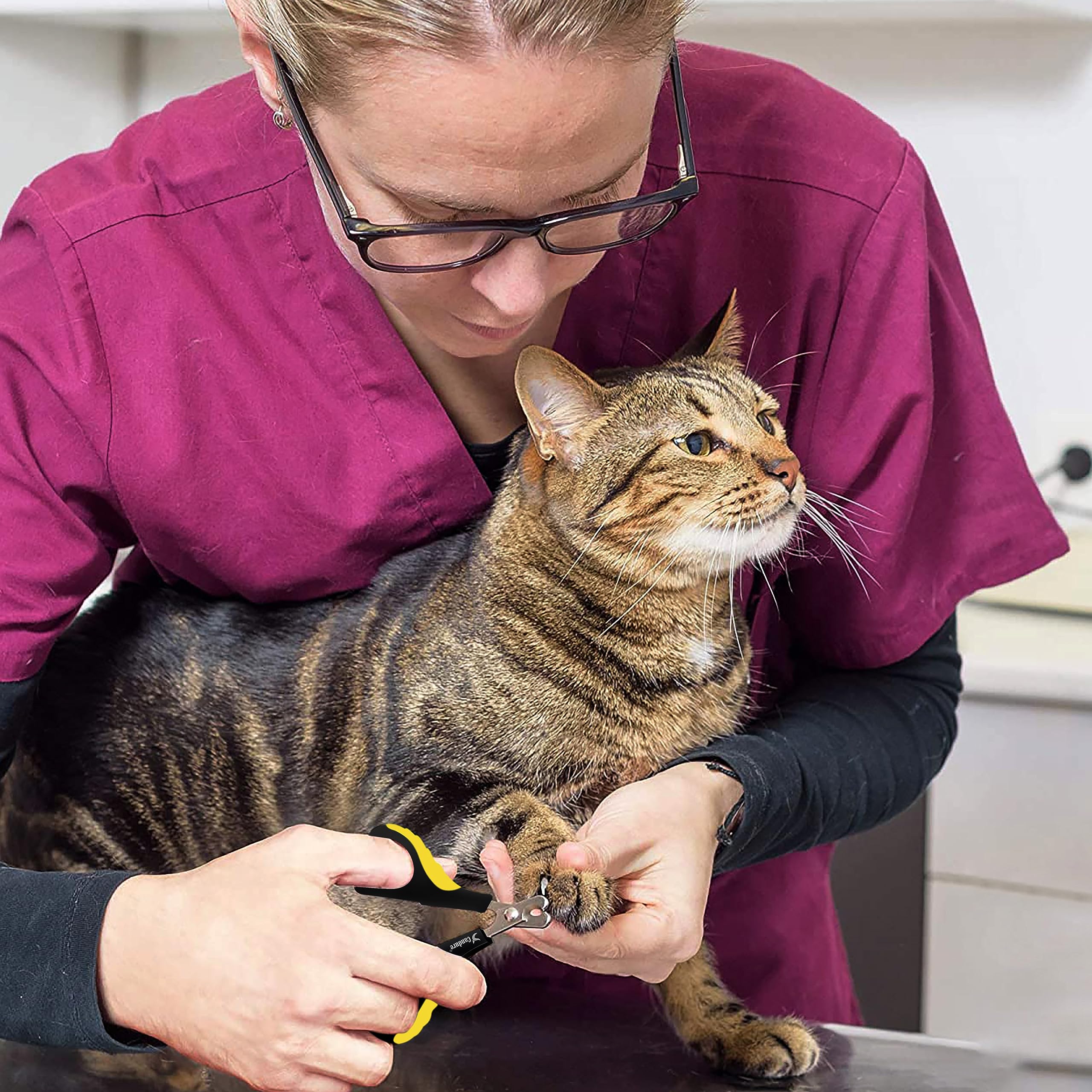 Candure cortauñas para gatos, mango antideslizante para mejor control.