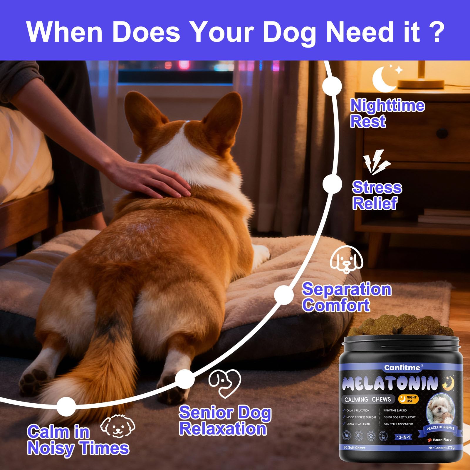 Canfitme Melatonina para perros, textura suave para dosificar fácilmente