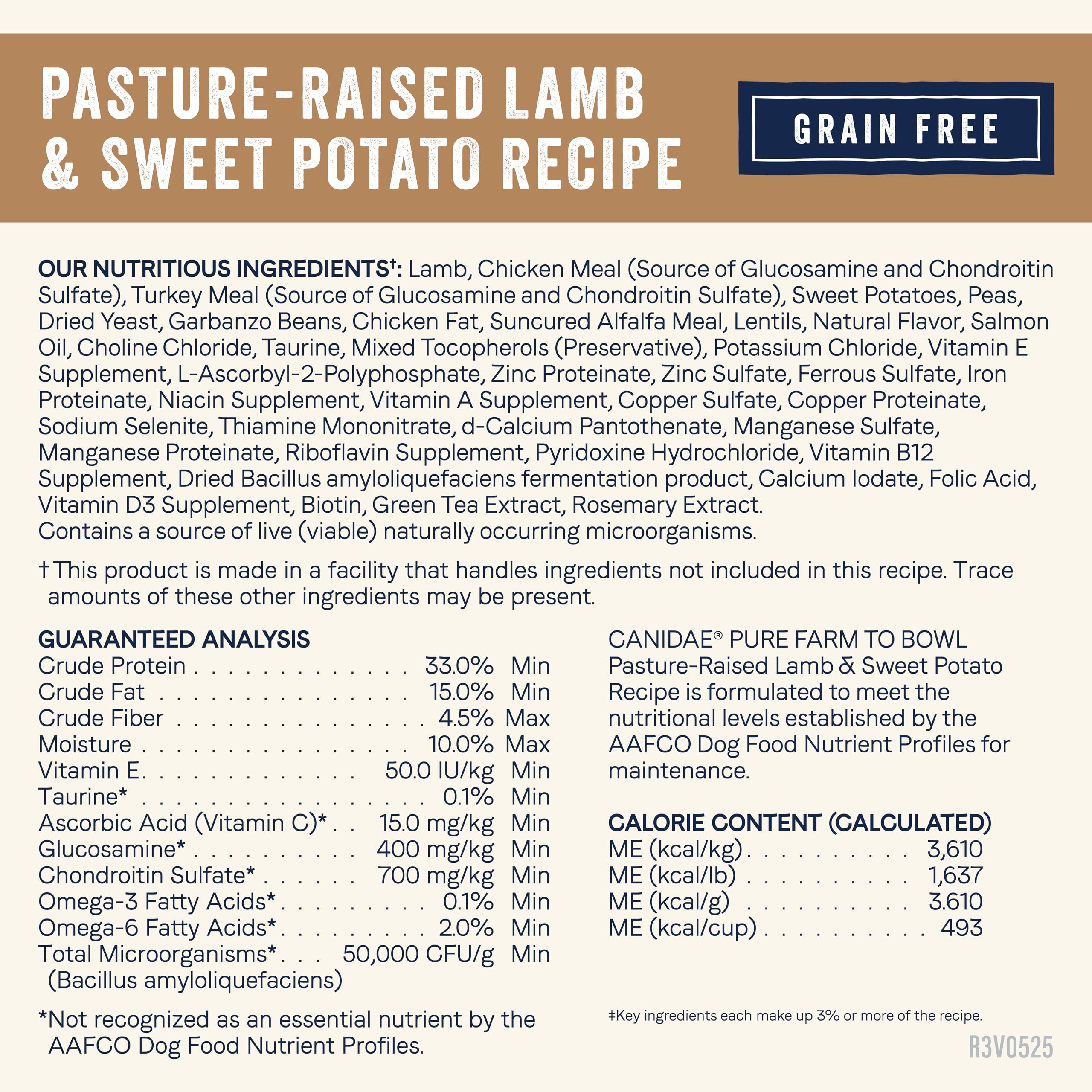 CANIDAE Pure cordero patata dulce, textura crujiente para hábitos de comida