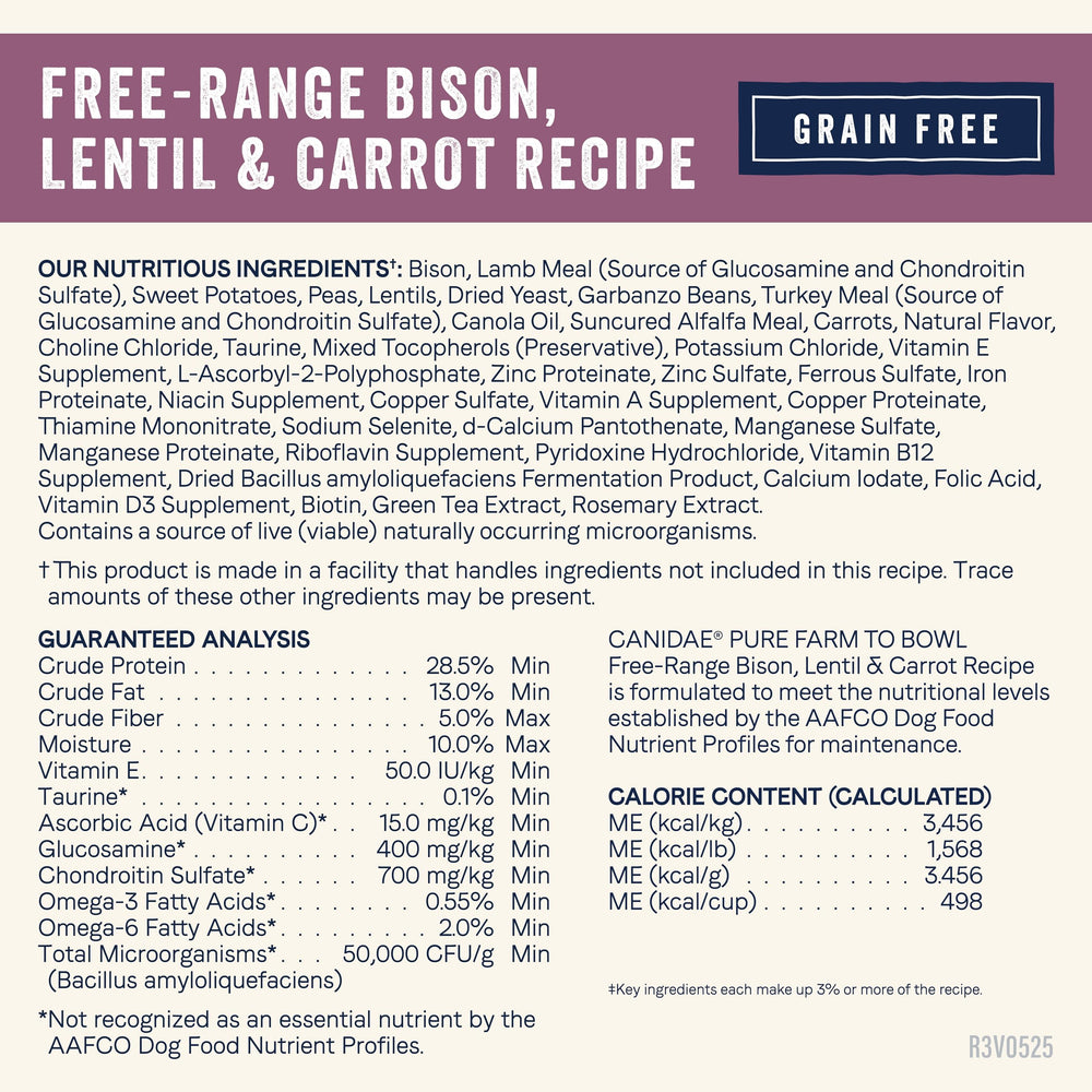 CANIDAE Pure Bison Textura crujiente: croquetas que gustan a perros adultos