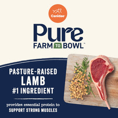 CANIDAE Pure Farm to Bowl sin maíz trigo soja: opción libre de granos comunes.