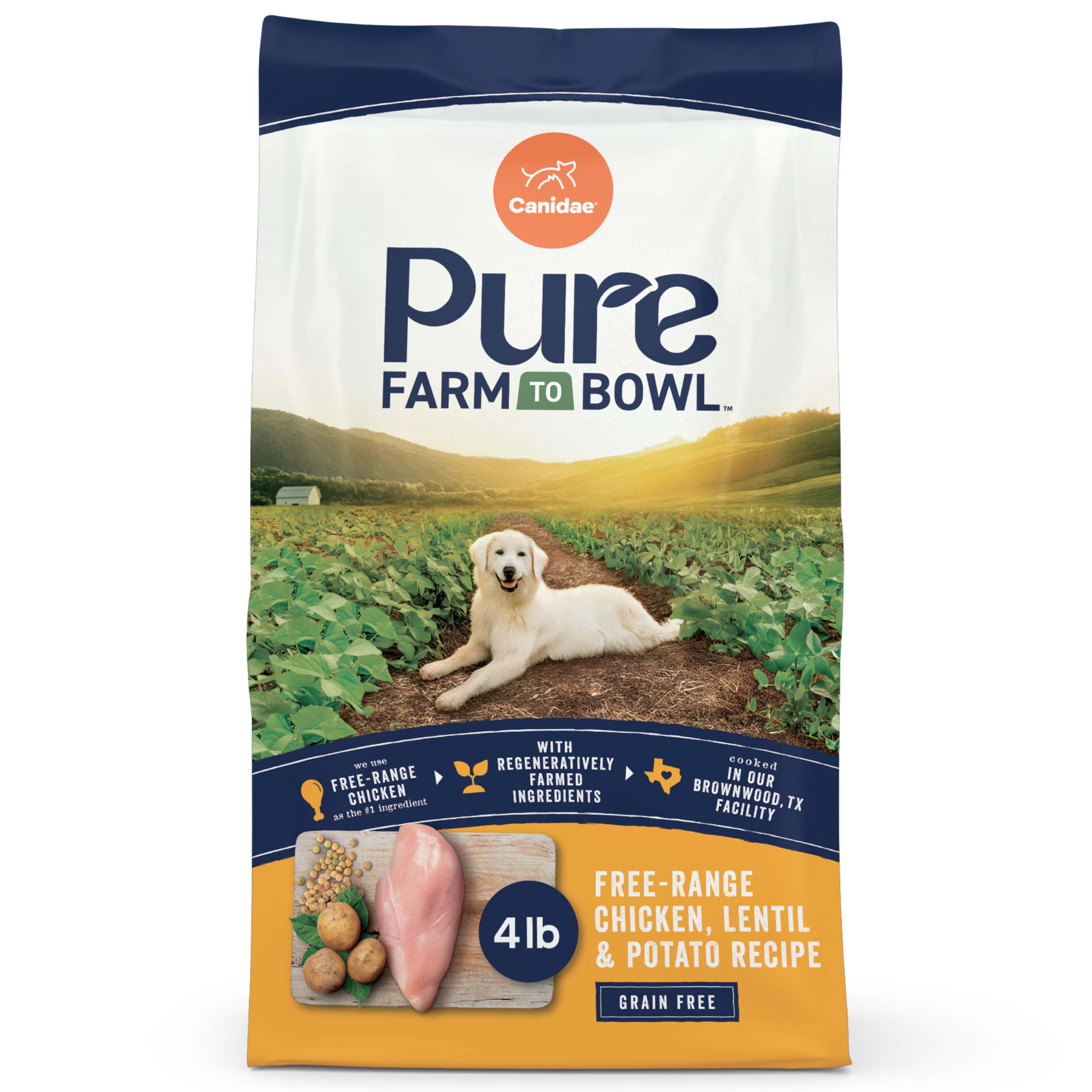 CANIDAE Pure Farm con pollo de granja y lentejas: nutrición balanceada para perros adultos