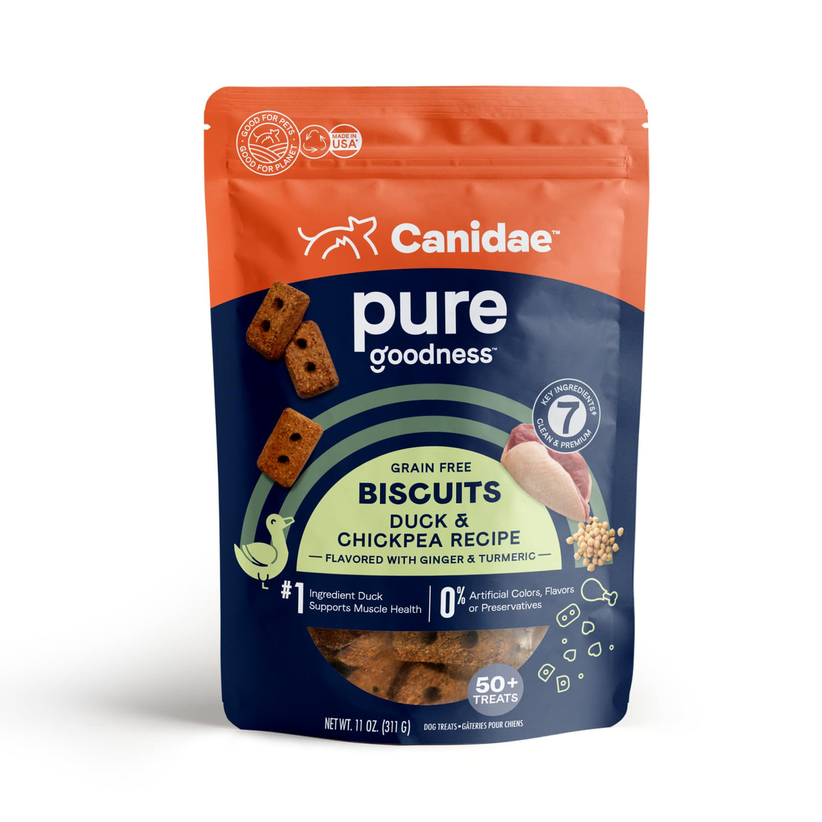 Canidae Pure Heaven galletas pato garbanzos, crujientes para la limpieza dental