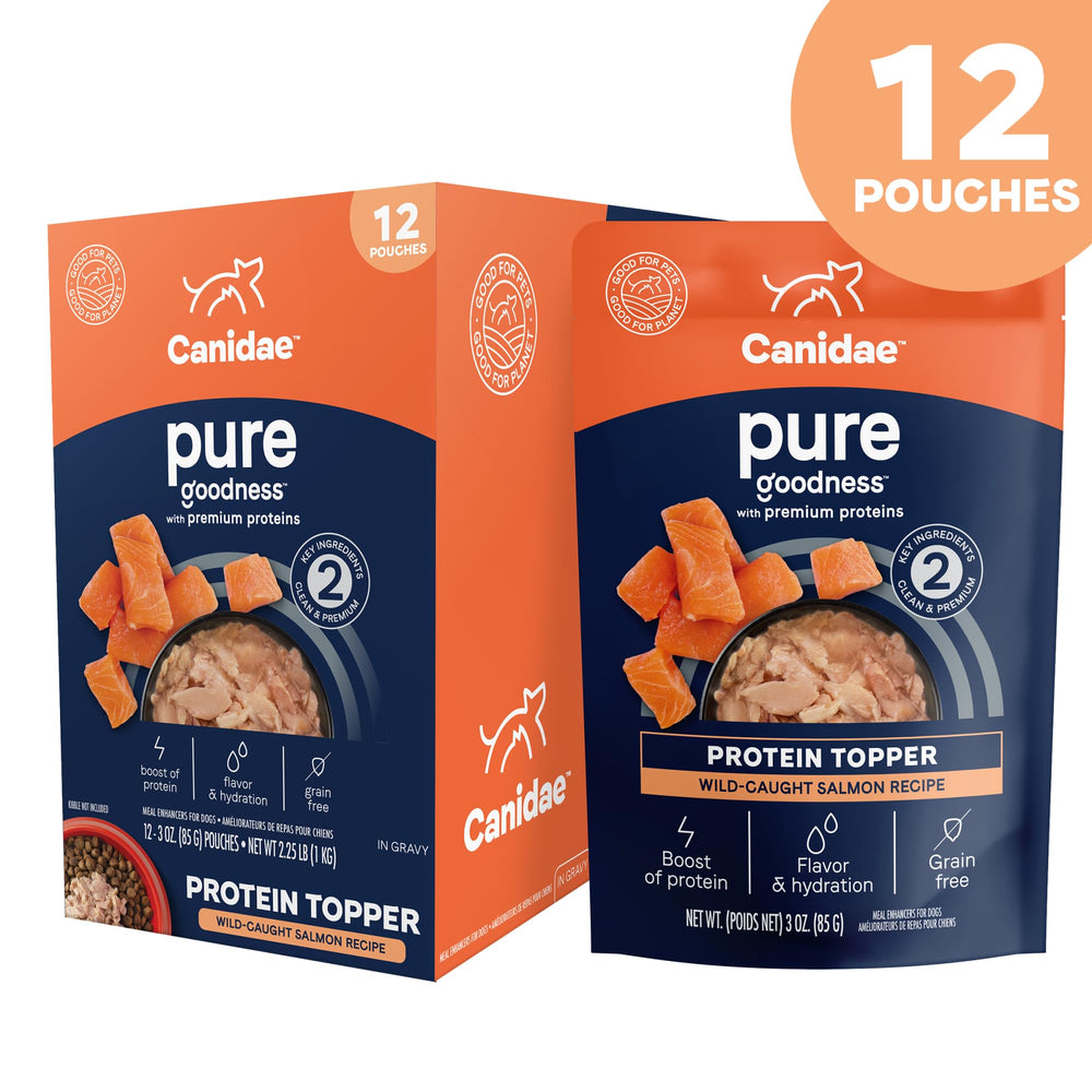 CANIDAE Pure Protein Topper añade proteína real y aroma apetitoso a la comida diaria.