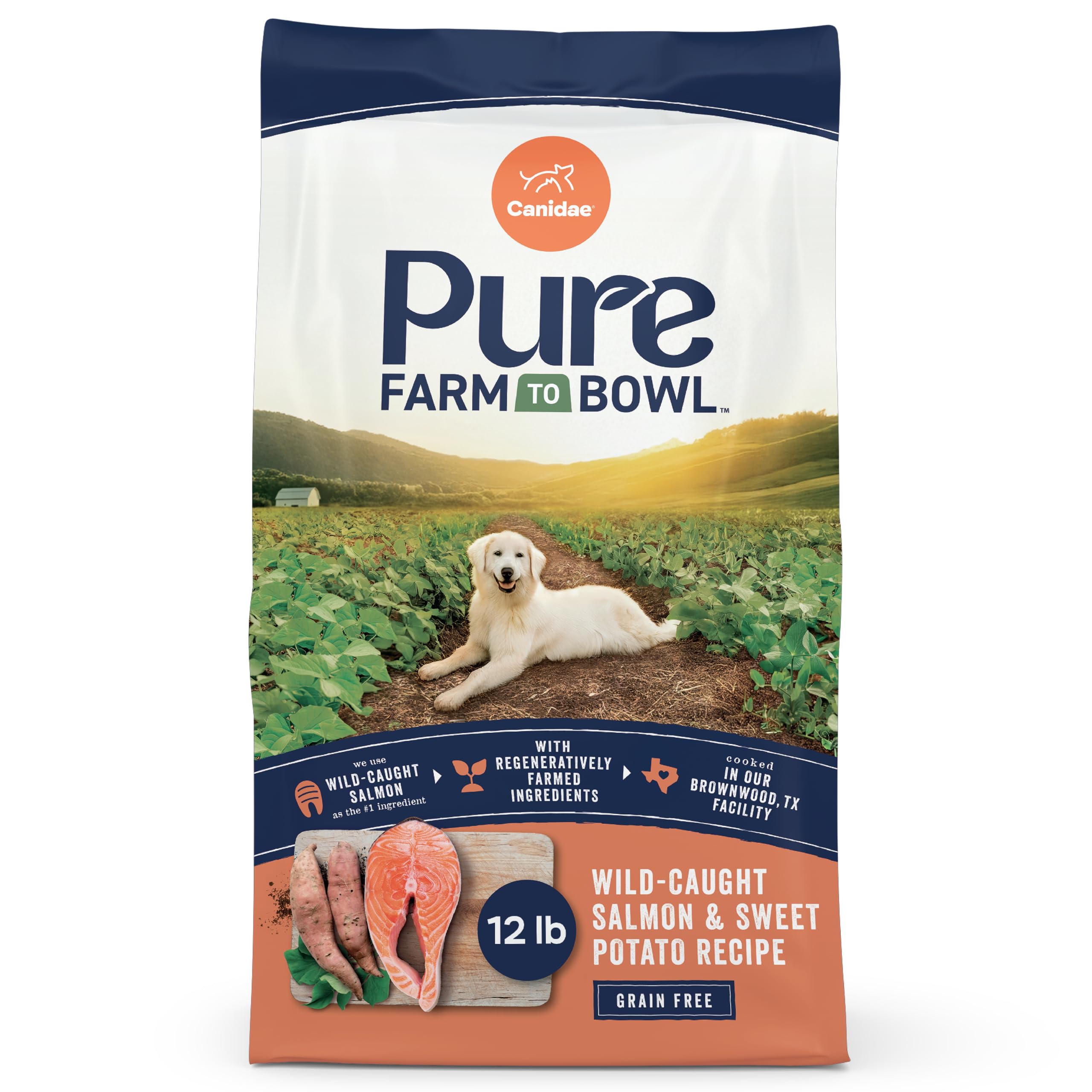 CANIDAE Pure salmón sin granos para un pelaje brillante y piel saludable.