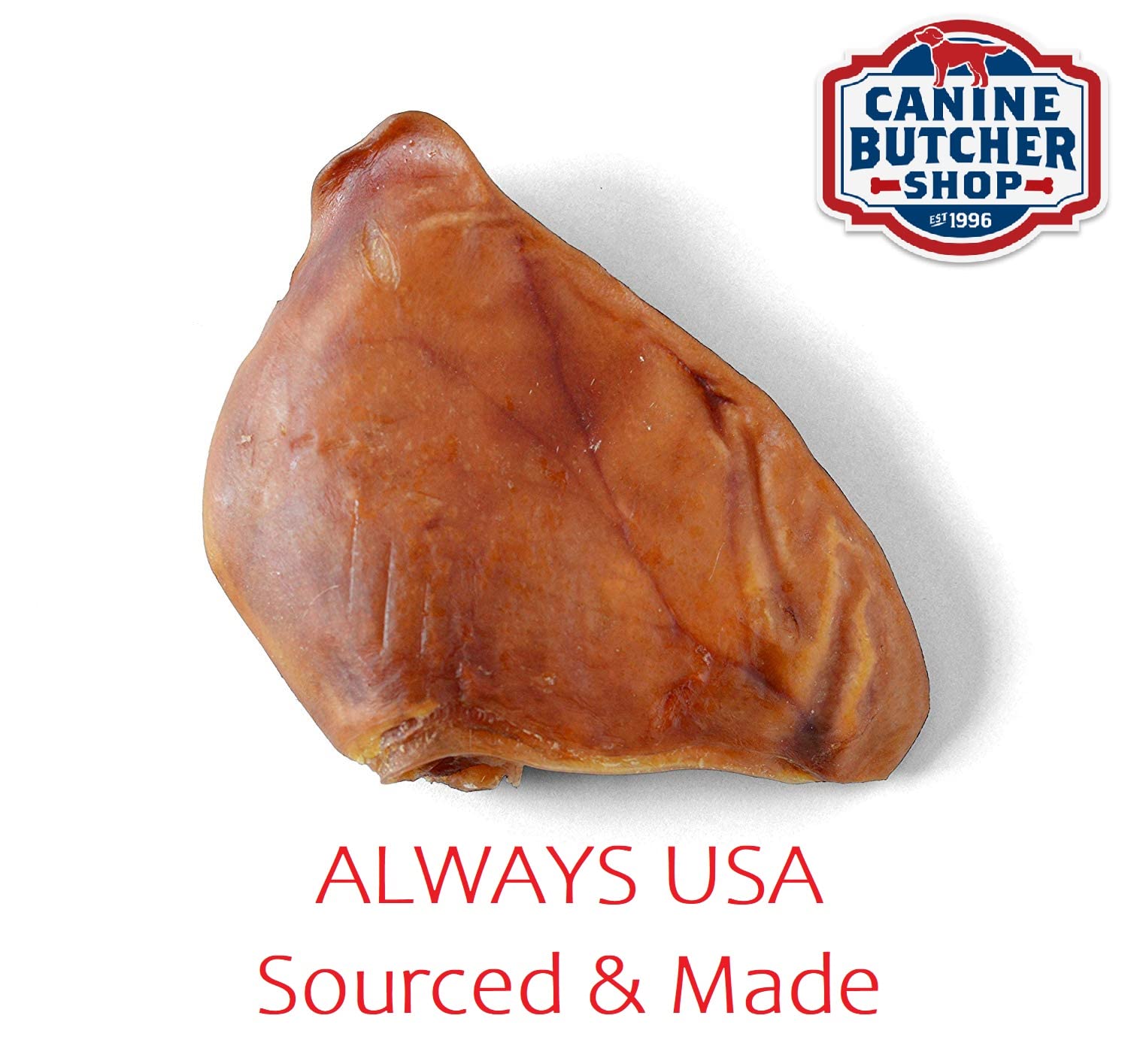 Canine Butcher Shop: orejas de cerdo certificadas por terceros para seguridad y calidad.