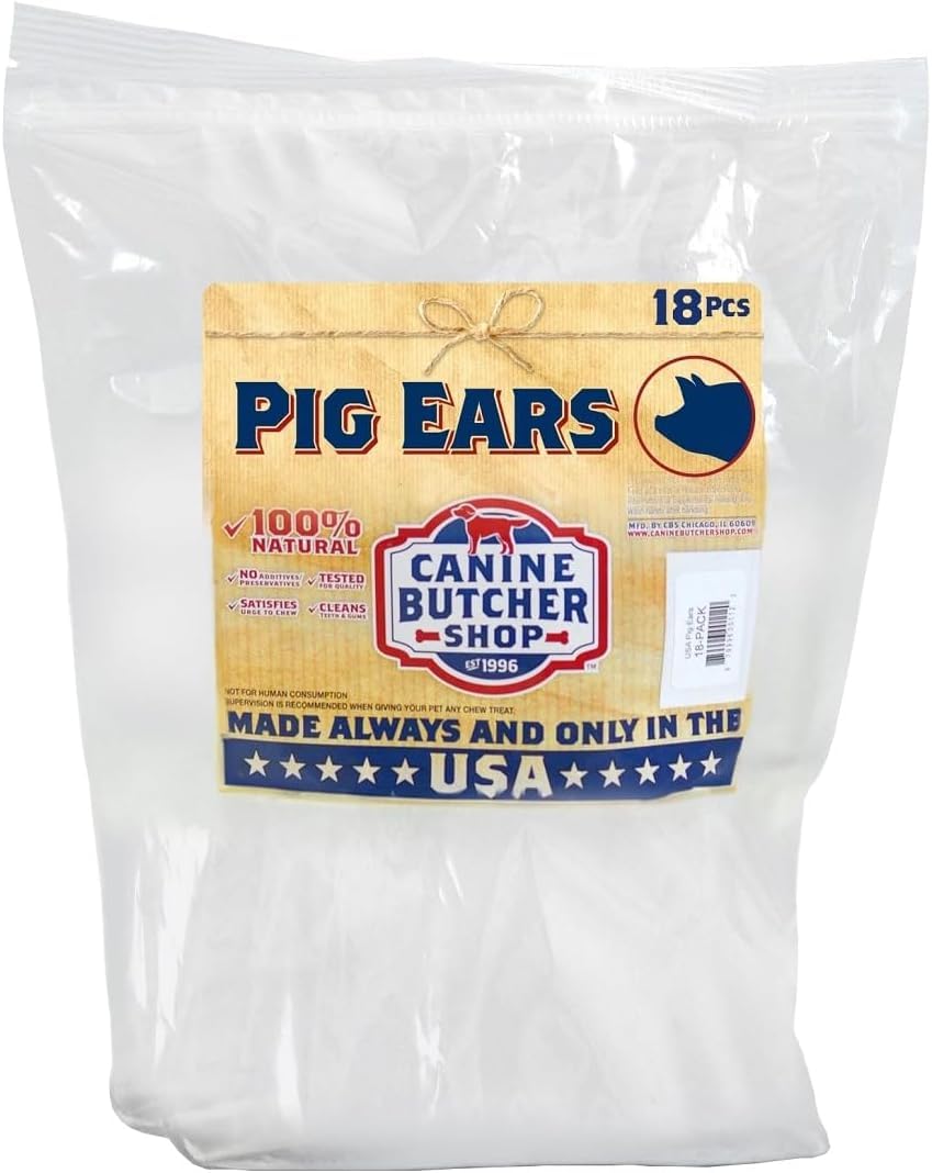 Canine Butcher Shop: orejas de cerdo grandes de EE. UU. para masticación prolongada y sabor natural.