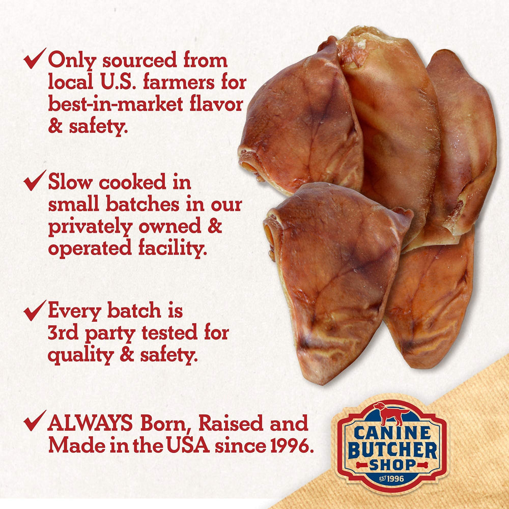 Canine Butcher Shop: orejas de cerdo sin sal para snack natural y seguro.