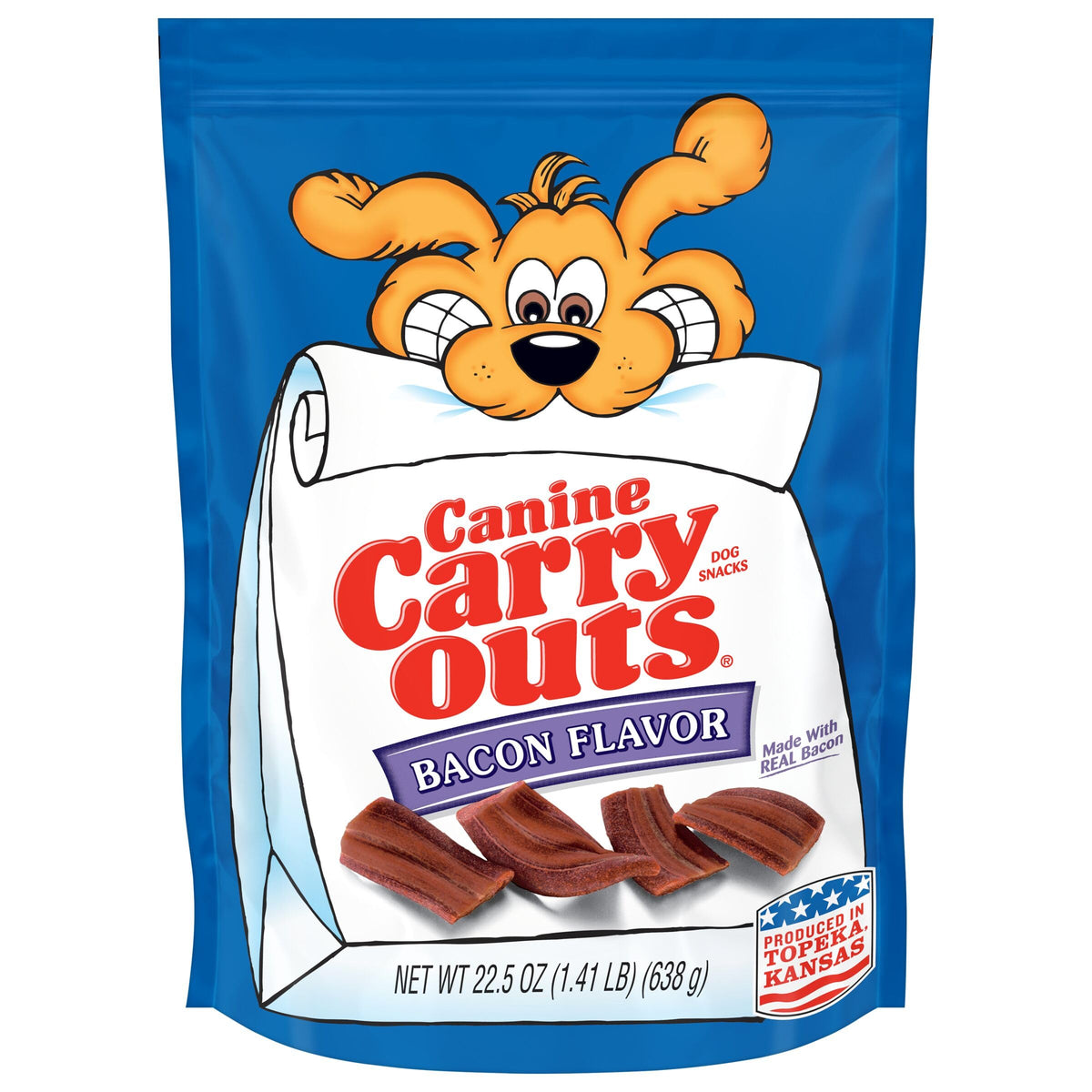 Premio sabroso de Canine Carry Outs con tocino en paquetes de 22,5 oz.