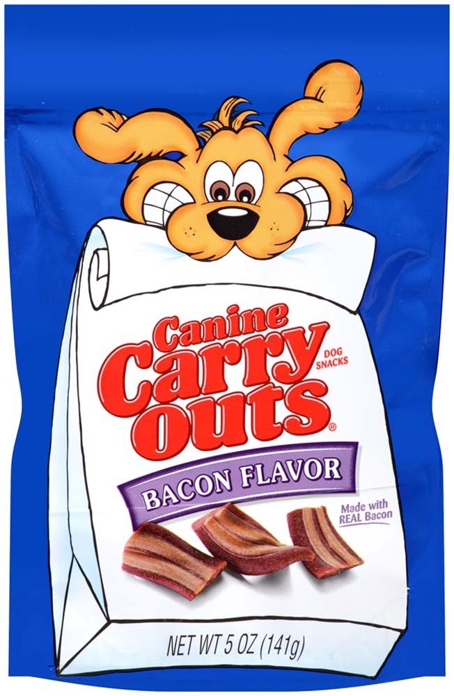 Canine Carry Outs Bacon sabor en bolsa resellable, snack delicioso para entrenamiento y paseo.