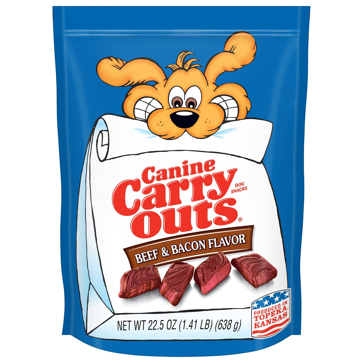 Canine Carry Outs bocaditos de carne y tocino, ideal para premiar al perro.