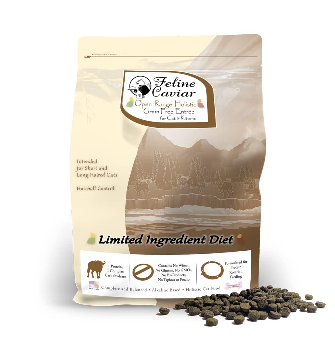 Canine Caviar Feline Caviar búfalo y garbanzo, apoyo a dietas sin granos para gatos.