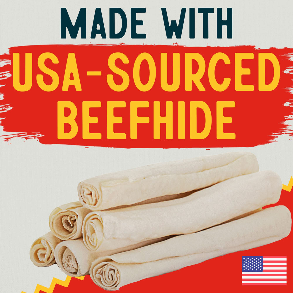 Canine Chews: hueso crudo de res grande, duradero para masticadores agresivos.