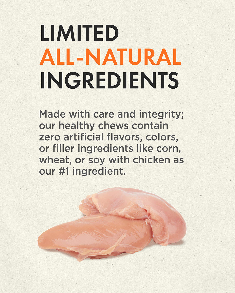 Canine Naturals higiene bucal prolongada, masticación que apoya dientes y encías.