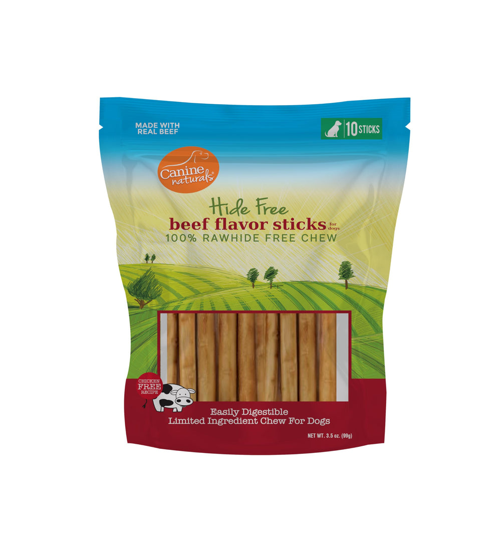 Canine Naturals palitos de res sin cuero cinco pulgadas, masticación duradera