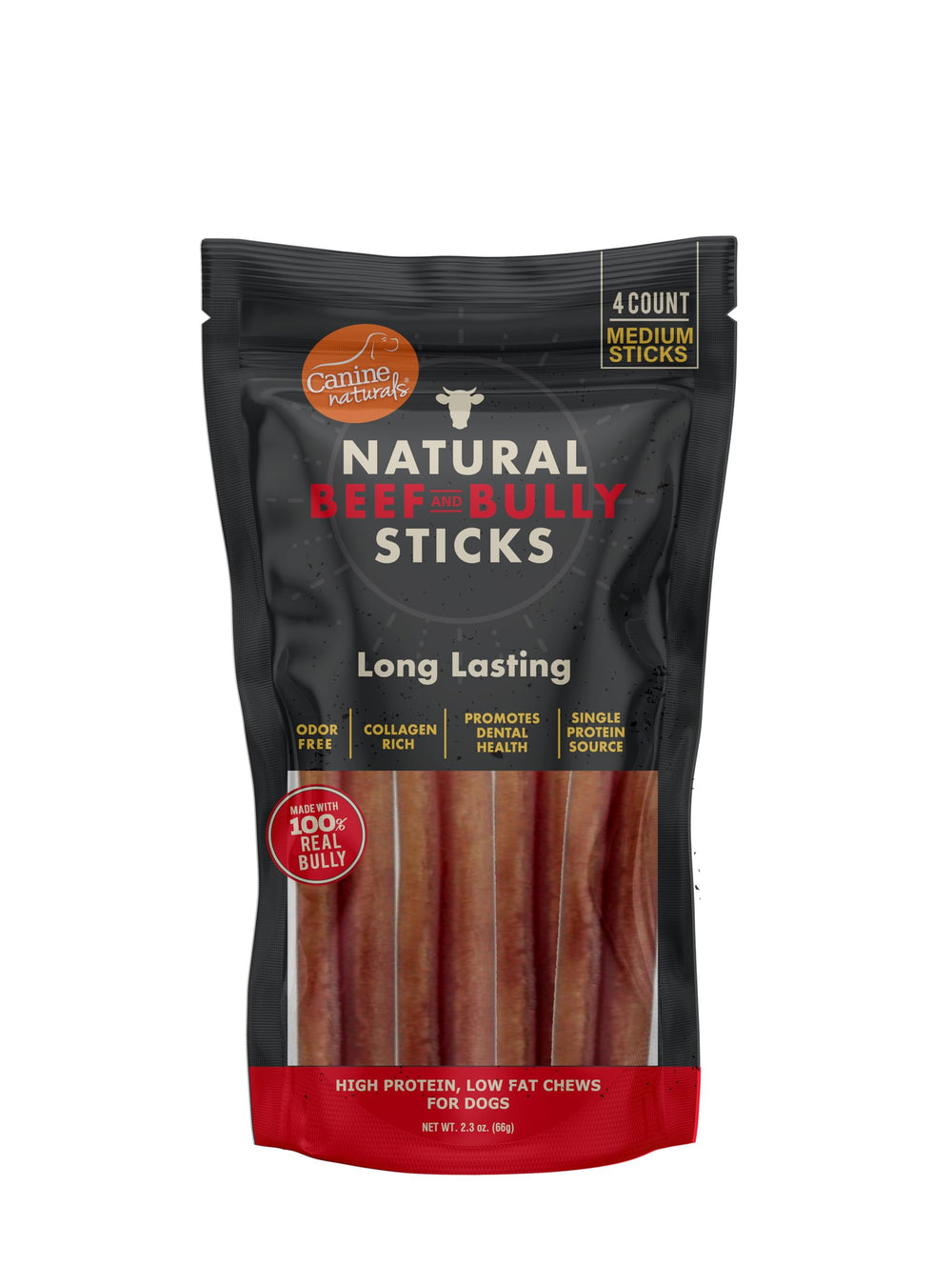 Canine Naturals ternera-mordedor-mediano: sabor agradable y ayuda a limpieza dental durante la masticación.