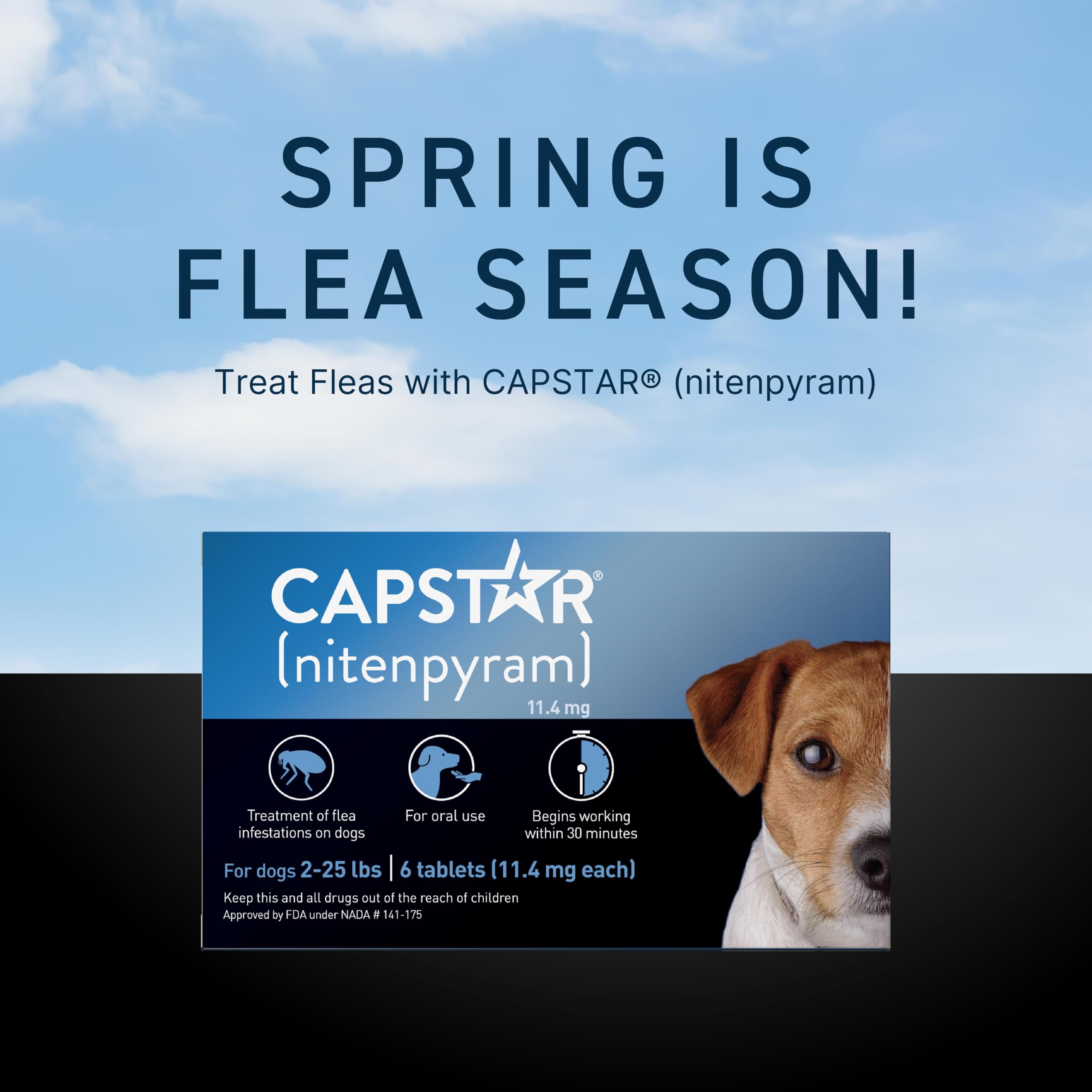Envase de tabletas Capstar para perros, dosis lista para usar