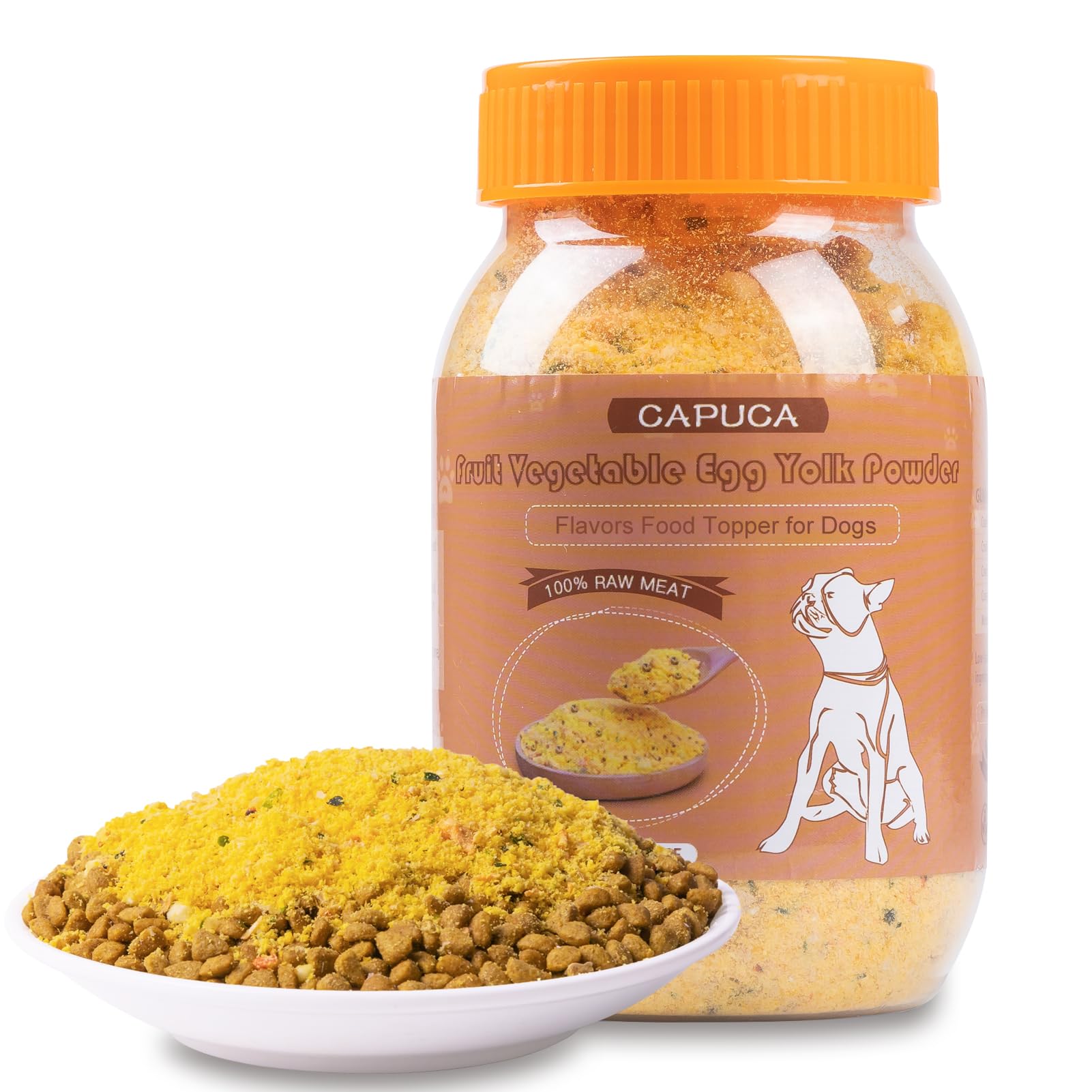 Capuca topper con frutas y verduras liofilizadas mejora la palatabilidad para perros exigentes.