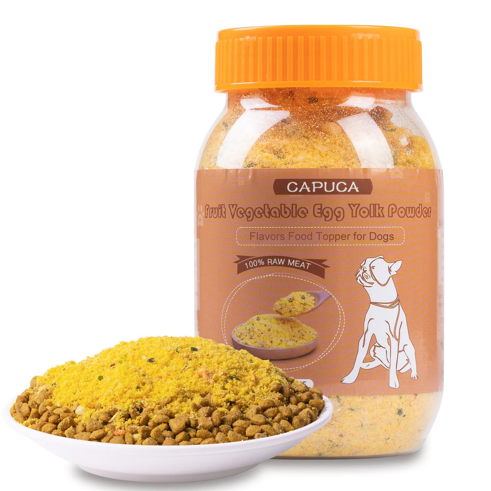 Capuca topper con frutas y verduras liofilizadas mejora la palatabilidad para perros exigentes.