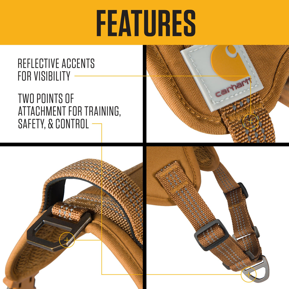 Arnés Carhartt ajustable para pecho: ajuste cómodo y seguro durante caminatas.