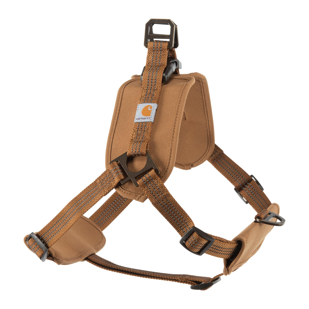 Arnés Carhartt para perro con enfoque en espalda, cómodo para paseos diarios y control suave.