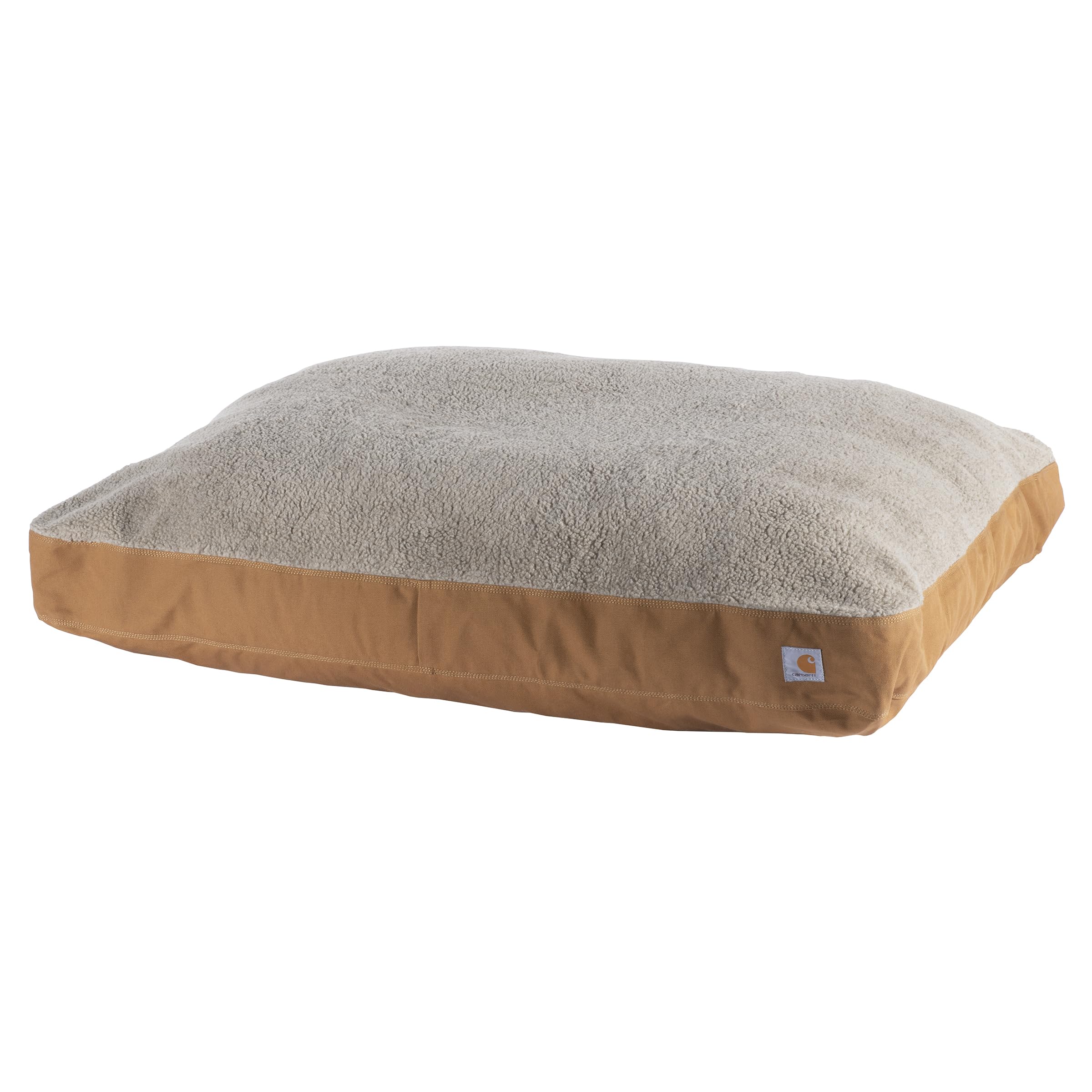 Cama para perro Carhartt en lona dura, vista frontal, resistencia diaria.