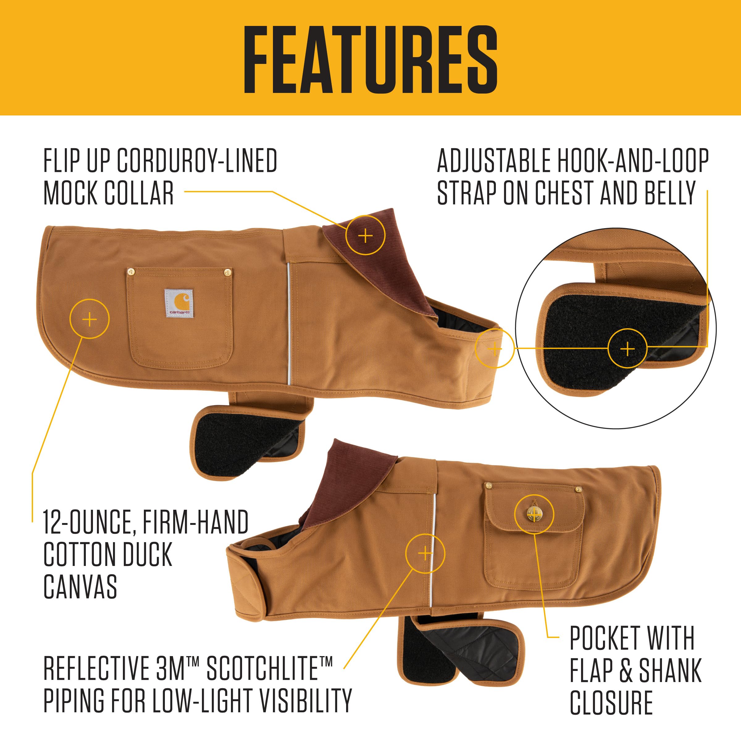 Carhartt abrigo para perro, vista lateral, resistente al agua para días lluviosos
