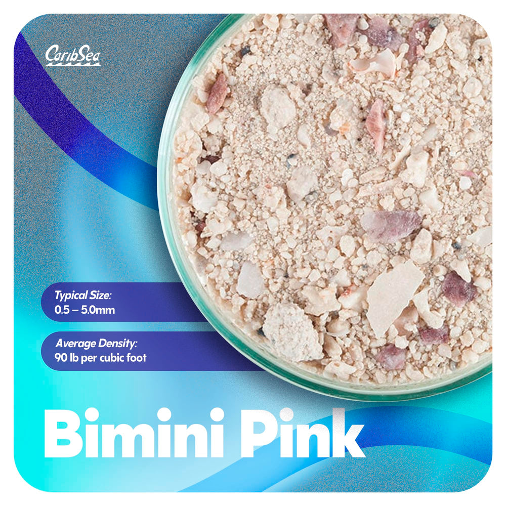 CaribSea Arag-Alive Bimini Pink Sand, ayuda a mantener agua clara en acuarios marinos.