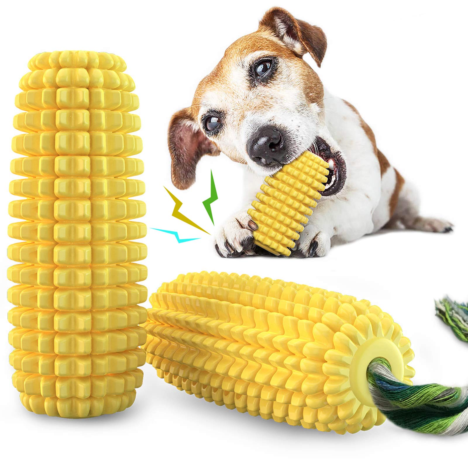 Carllg juguete masticable con diseño de mazorca zigzag para perros, promueve limpieza dental suave