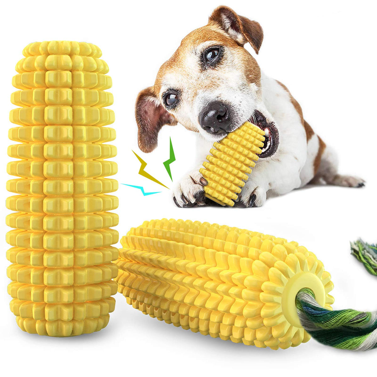 Carllg juguete masticable con diseño de mazorca zigzag para perros, promueve limpieza dental suave